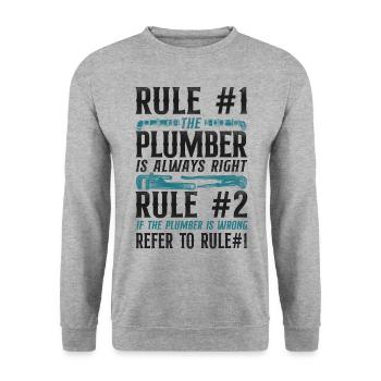 Plombier de plomberie Vintage Règle #1 - Sweat-shirt Unisexe - gris chiné - Devant - Alina (178cm) & Michal (187cm)