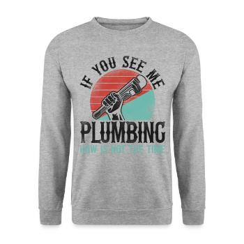 Plumbing Plumber Vintage Retro If - Unisex Sweatshirt - salt & pepper - Front - Alina (178cm) & Michal (187cm)