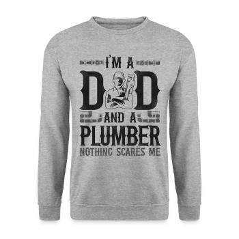 Plumbing Plumber Dad Vintage I'm A - Unisex Sweatshirt - salt & pepper - Front - Alina (178cm) & Michal (187cm)