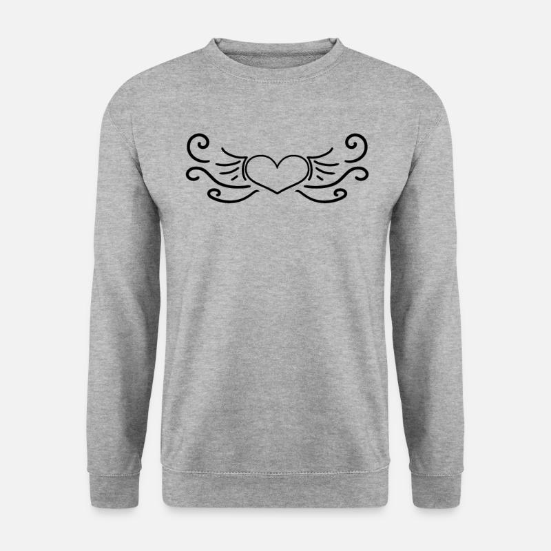Herz Schwarz - Unisex Pullover - Weißgrau meliert