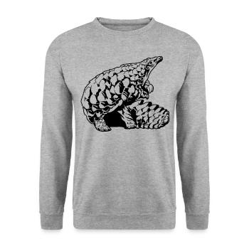 Cool Pangolin Sketch Graphic Wildlife Creature - Unisex Sweatshirt - salt & pepper - Front - Alina (178cm) & Michal (187cm)