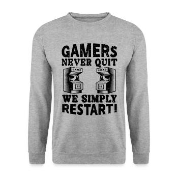 Gamers Never Quit Outfit - Unisex Sweatshirt - salt & pepper - Front - Alina (178cm) & Michal (187cm)