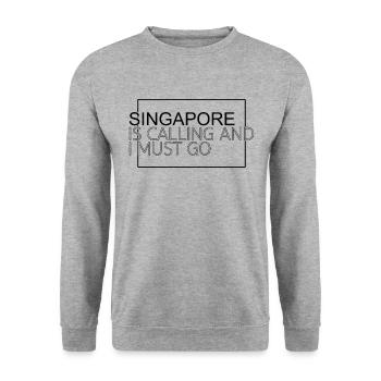 Citation de Singapour - Sweat-shirt Unisexe - gris chiné - Devant - Alina (178cm) & Michal (187cm)