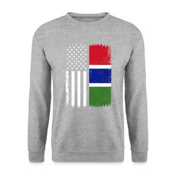 Gambian american flag, Gambia - Unisex Pullover - Weißgrau meliert - Vorne - Alina (178cm) & Michal (187cm)