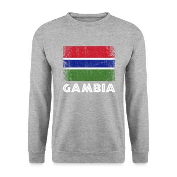 Gambian flag, Gambia - Unisex Pullover - Weißgrau meliert - Vorne - Alina (178cm) & Michal (187cm)