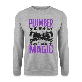 Plombier Plombier Plombier Vintage Plombier - Sweat-shirt Unisexe - gris chiné - Devant - Alina (178cm) & Michal (187cm)