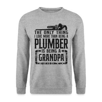 Plumbing Plumber Grandpa Vintage - Unisex Sweatshirt - salt & pepper - Front - Alina (178cm) & Michal (187cm)