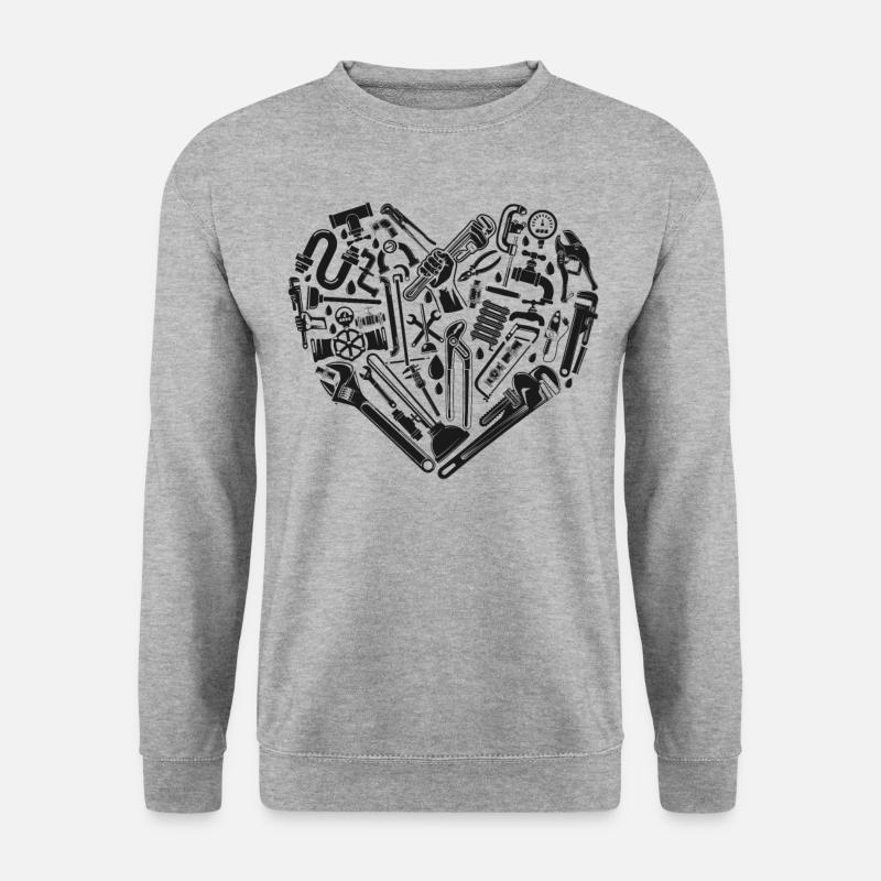 Plumbing Plumber Heart Tools - Unisex Pullover - Weißgrau meliert