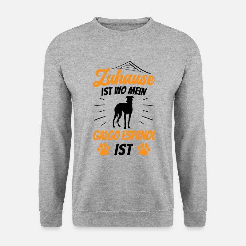 Zuhause ist wo mein Galgo ist Galgo Espanol - Unisex Pullover - Weißgrau meliert