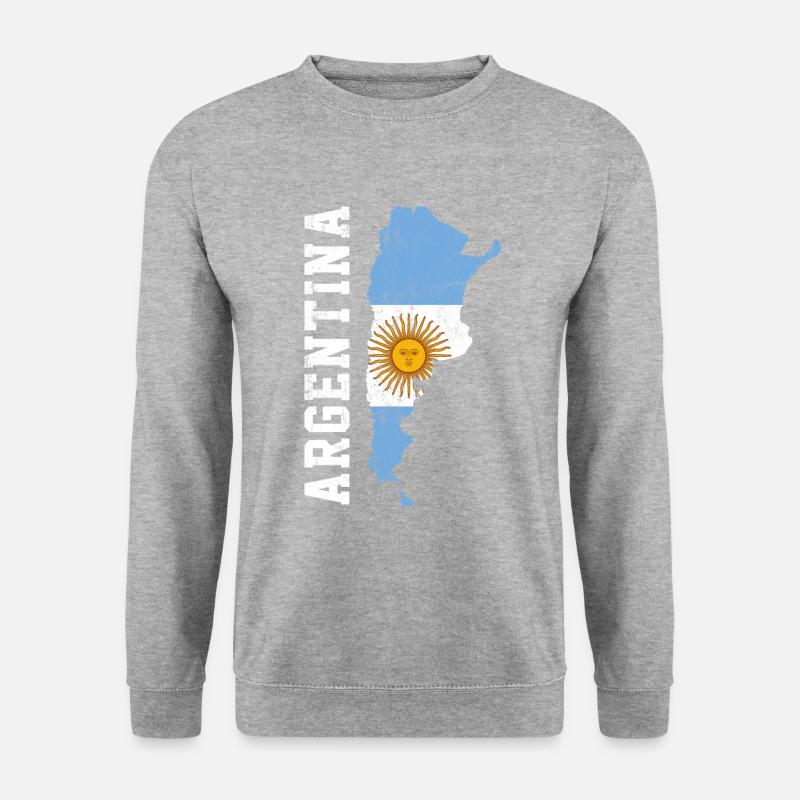 argentina flag, argentinian - Unisex Pullover - Weißgrau meliert