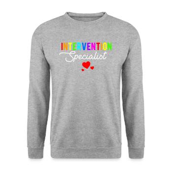 Intervention Specialist, Intervention specialist - Unisex Pullover - Weißgrau meliert - Vorne - Alina (178cm) & Michal (187cm)