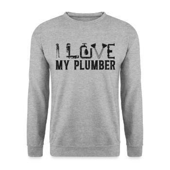 Plumbing Plumber Wife Girlfriend - Unisex Sweatshirt - salt & pepper - Front - Alina (178cm) & Michal (187cm)