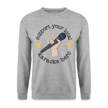 Karaoke Singer 80s Retro Support - Unisex Sweatshirt - salt & pepper - Front - Alina (178cm) & Michal (187cm)