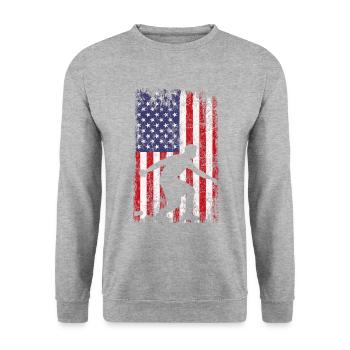 Bocce ball american flag, bocce ball - Unisex Pullover - Weißgrau meliert - Vorne - Alina (178cm) & Michal (187cm)
