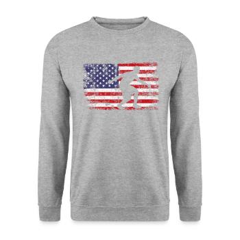 Bocce ball american flag, bocce ball - Unisex Pullover - Weißgrau meliert - Vorne - Alina (178cm) & Michal (187cm)