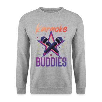 Karaoke Singer Friends Besties 80s - Unisex Pullover - Weißgrau meliert - Vorne - Alina (178cm) & Michal (187cm)
