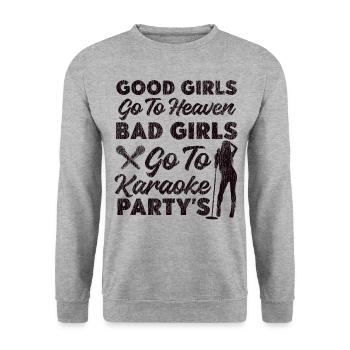 Karaoke Singer Vintage Good Girls - Unisex Pullover - Weißgrau meliert - Vorne - Alina (178cm) & Michal (187cm)
