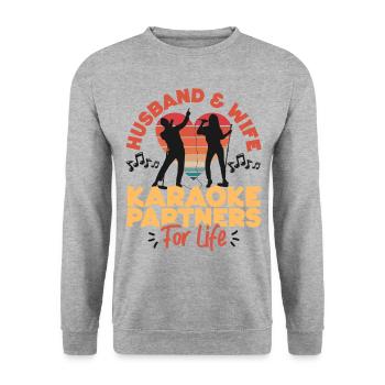 Chanteur de karaoké Mari Femme - Sweat-shirt Unisexe - gris chiné - Devant - Alina (178cm) & Michal (187cm)