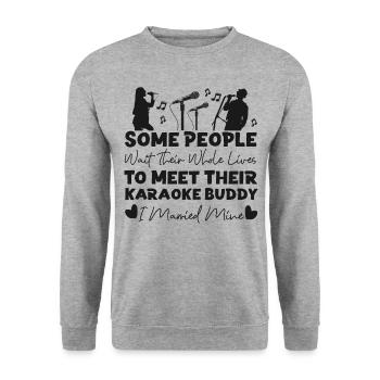 Chanteur de karaoké Mari Femme - Sweat-shirt Unisexe - gris chiné - Devant - Alina (178cm) & Michal (187cm)