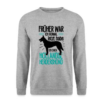 Hollandse Herdershond früher war ich normal - Unisex Pullover - Weißgrau meliert - Vorne - Alina (178cm) & Michal (187cm)
