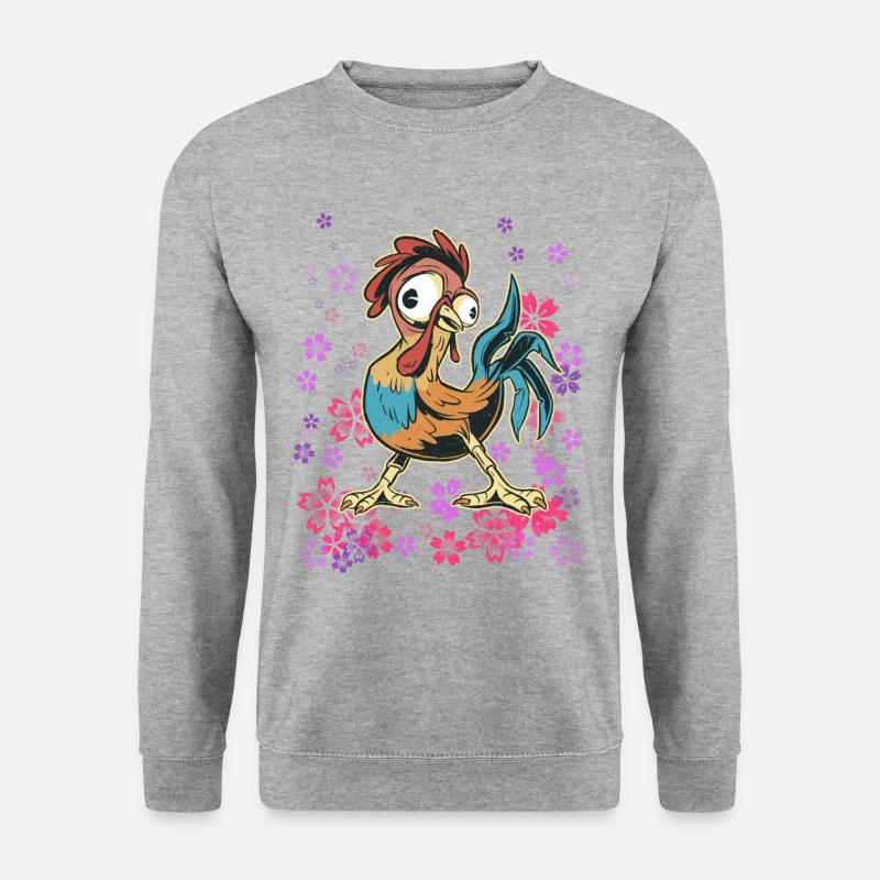 verrückter cooler Hahn vom Hühnerstall - Unisex Pullover - Weißgrau meliert