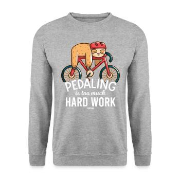 faules Faultier beim Radfahren - Unisex Pullover - Weißgrau meliert - Vorne - Alina (178cm) & Michal (187cm)