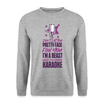 Karaoké Chanteur Années 80 Rétro Ne laissez pas - Sweat-shirt Unisexe - gris chiné - Devant - Alina (178cm) & Michal (187cm)
