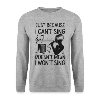 Karaoke Singer Just Because I - Unisex Pullover - Weißgrau meliert - Vorne - Alina (178cm) & Michal (187cm)