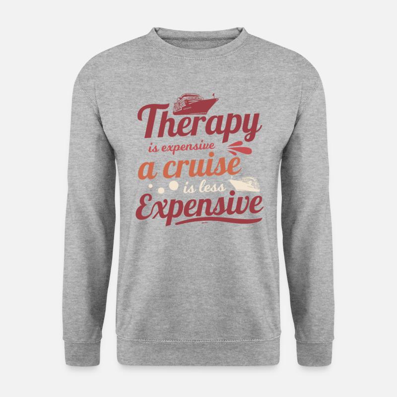 Therapie ist teuer Kreuzfahrt lustiger Spruch - Unisex Pullover - Weißgrau meliert