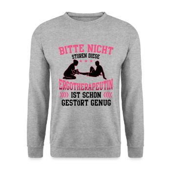 Ergotherapeutin nicht stören Ergotherapie - Unisex Pullover - Weißgrau meliert - Vorne - Alina (178cm) & Michal (187cm)