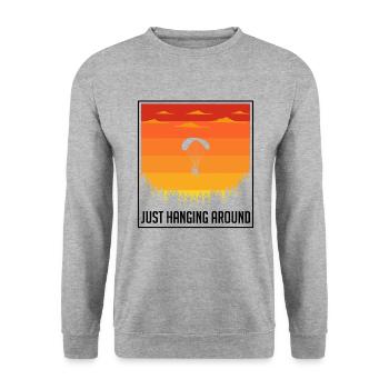Just Hanging Arround Paraglider Paragliding Parach - Unisex Pullover - Weißgrau meliert - Vorne - Alina (178cm) & Michal (187cm)