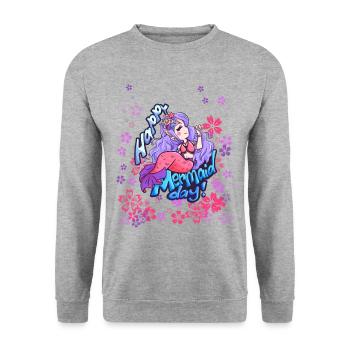beautiful mermaid day girl - Unisex Sweatshirt - salt & pepper - Front - Alina (178cm) & Michal (187cm)