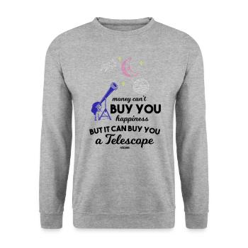 Shooting Star Moon Planet Telescope Saying - Unisex Sweatshirt - salt & pepper - Front - Alina (178cm) & Michal (187cm)