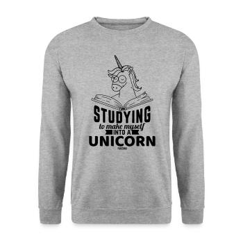 Unicorn Book Reading School - Unisex Sweatshirt - salt & pepper - Front - Alina (178cm) & Michal (187cm)