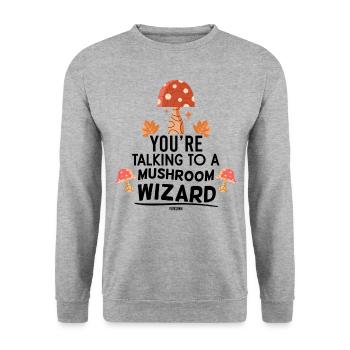 Mushroom picking and cooking saying - Unisex Sweatshirt - salt & pepper - Front - Alina (178cm) & Michal (187cm)