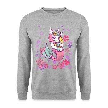 cute girl unicorn mermaid - Unisex Sweatshirt - salt & pepper - Front - Alina (178cm) & Michal (187cm)