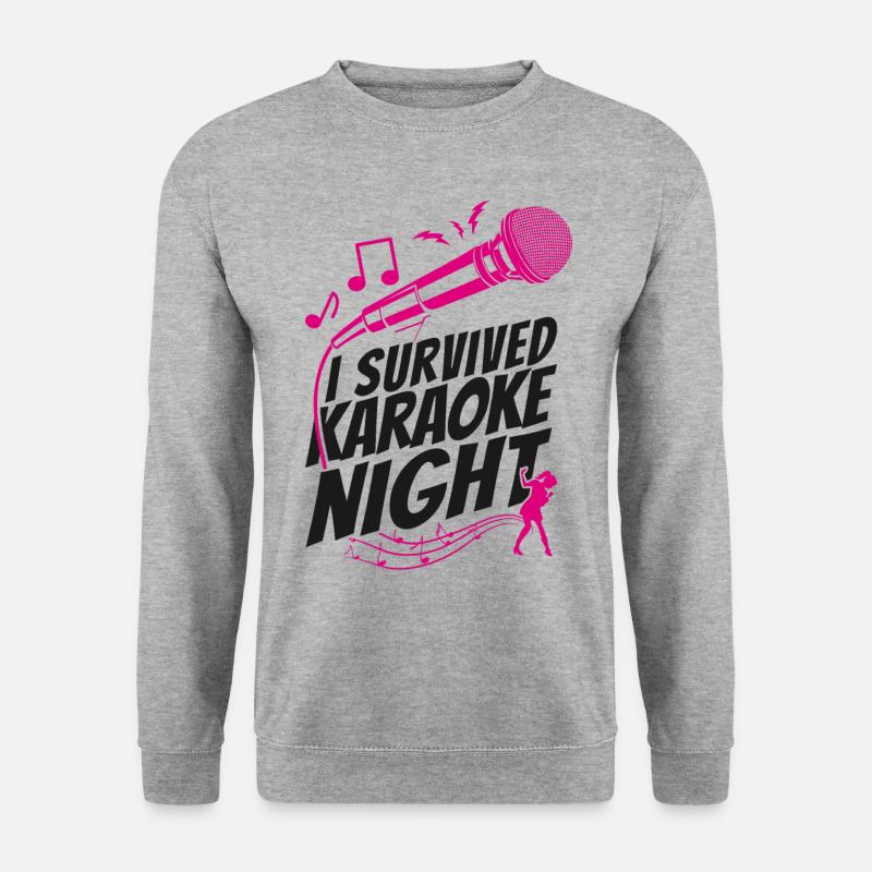 Karaoke Singer I Survived Karaoke - Unisex Pullover - Weißgrau meliert