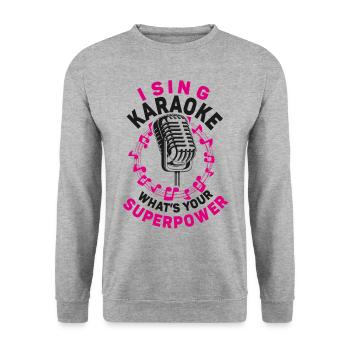 Karaoke Singer I Sing Karaoke What - Unisex Pullover - Weißgrau meliert - Vorne - Alina (178cm) & Michal (187cm)