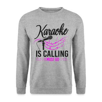 Karaoke Singer Karaoke Is Calling - Unisex Sweatshirt - salt & pepper - Front - Alina (178cm) & Michal (187cm)