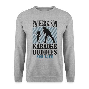 Karaoke Singer Dad Father And Son - Unisex Pullover - Weißgrau meliert - Vorne - Alina (178cm) & Michal (187cm)