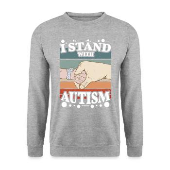 ich bin Autist - Unisex Pullover - Weißgrau meliert - Vorne - Alina (178cm) & Michal (187cm)