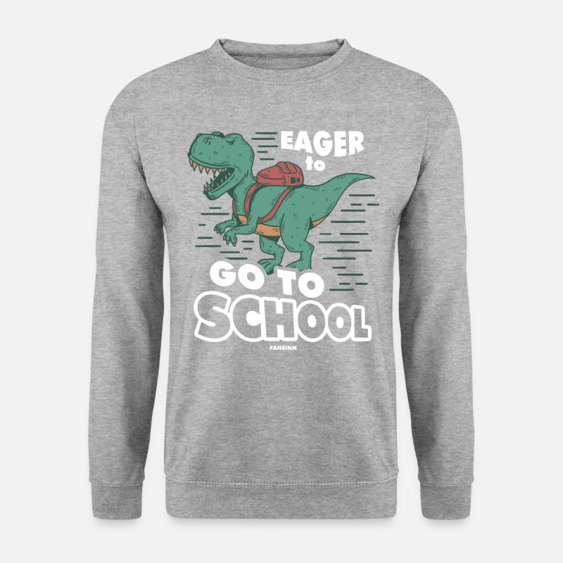 T-Rex Dinosaurier Schule - Unisex Pullover - Weißgrau meliert