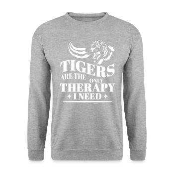 Dicton du tigre - Sweat-shirt Unisexe - gris chiné - Devant - Alina (178cm) & Michal (187cm)