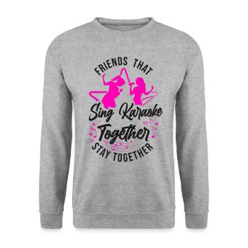 Karaoke Singer Friends That Sing - Unisex Pullover - Weißgrau meliert - Vorne - Alina (178cm) & Michal (187cm)