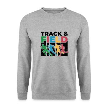Runner Running Sport Spiel Leichtathletik - Unisex Pullover - Weißgrau meliert - Vorne - Alina (178cm) & Michal (187cm)