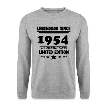 1954 - Born 1954 - Year of construction 1954 - Unisex Sweatshirt - salt & pepper - Front - Alina (178cm) & Michal (187cm)