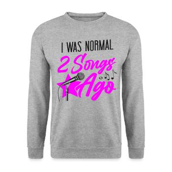 Karaoke Singer I Was Normal 2 - Unisex Pullover - Weißgrau meliert - Vorne - Alina (178cm) & Michal (187cm)