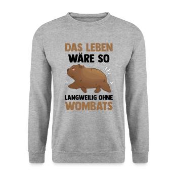 Wombat langweilig ohne Australien Beuteltier - Unisex Pullover - Weißgrau meliert - Vorne - Alina (178cm) & Michal (187cm)
