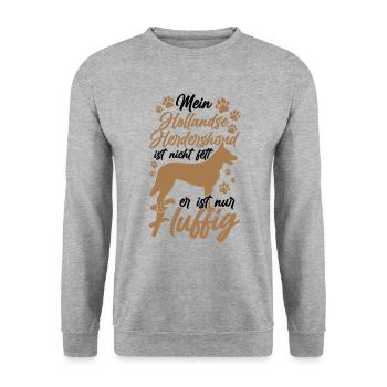 Mein Hollandse Herdershond ist nicht fett - Unisex Pullover - Weißgrau meliert - Vorne - Alina (178cm) & Michal (187cm)