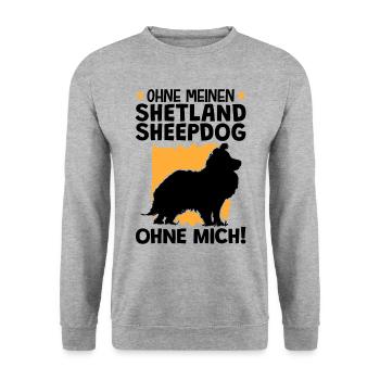 Ohne meinen Shetland Sheepdog ohne mich - Unisex Pullover - Weißgrau meliert - Vorne - Alina (178cm) & Michal (187cm)